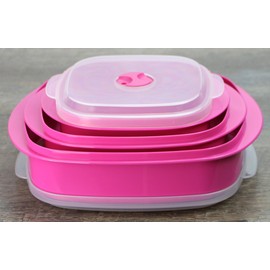Calypso Basics by Reston Lloyd 6-Piece Microwave Cookware, Steamer and Storage Set, Magenta