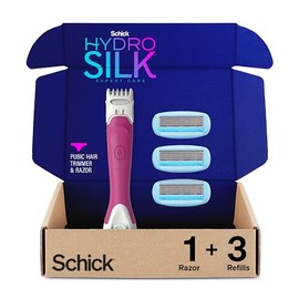 Schick Hydro Silk Schick Hydro Silk TrimStyle Razor for Women with Bikini Trimmer | 5-Blade Womens Razor with Trimmer, 2-in-1 Waterproof Pubic Hair Trimmer & Razor | 1 Handle & 3 Razor Blade Refills