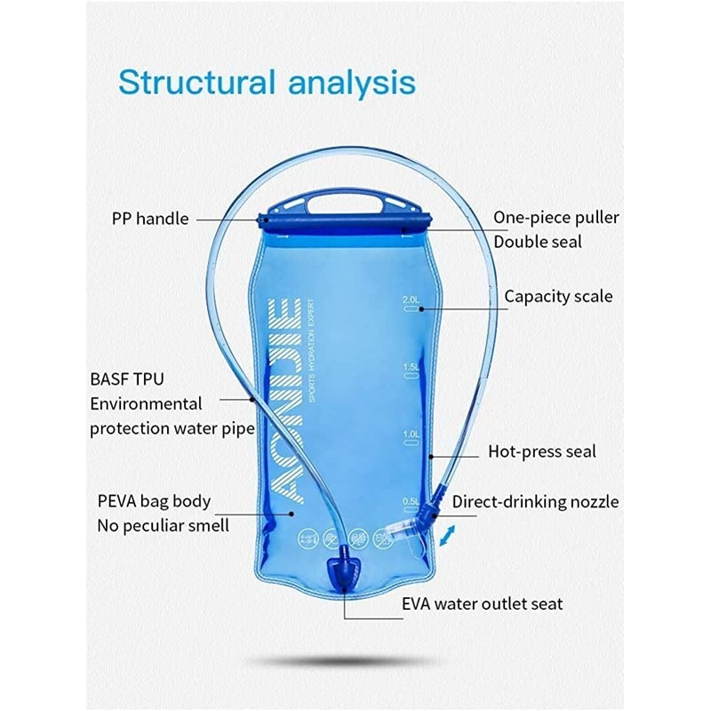 AONIJIE 1L/1.5L/2L/3L Hydration Bladder Water Reservoir Bag BPA Free for