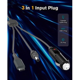 Maylatte for Starlink Mini 3 in 1 DC Power Cable 13.1FT, 100W+ USB C, 12V-24V Direct Car Charger Supply Cord Adapter Plug 18AWG Accessories for RV Vehicle Trucks Buses Ships(4m)