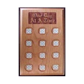 One Day at A Time Wood Lasered Medallion Holder