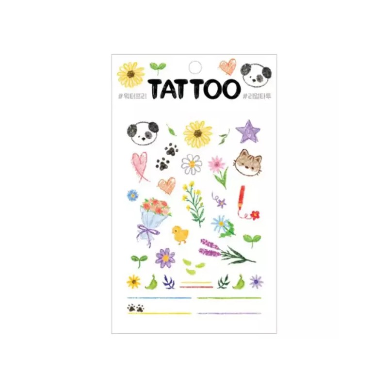 쁘띠 타투 스티커 큐티 두들링 패션 컬러 Petite Tattoo Sticker