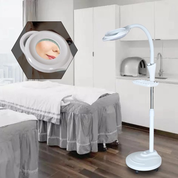 Unbranded 16XDiopter Floor Stand Rolling Magnifier LED Lamp Glass Magnifying