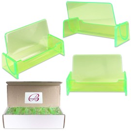 Beauticom 12 Pieces - Clear Color Plastic Business Card Holder Display Desktop Countertop (Style # 3) (Clear Green)