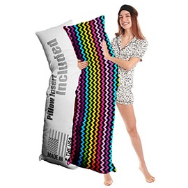 maizi Custom Body Pillow 20 x 54 Inces Bed Body Pillows Removable Cover, Image of Teal and Grey Chevron Background USA Made