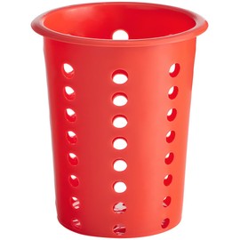OCS Parts Perforated Utensil Drying Cups | Red | Plastic Flatware Holder Cylinders for Kitchen Counter Organization