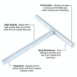 Budget Lock Taper Key T Tee Bar Key, Loft Hatch and Access Panel and Metal Door Key, Coach Builder Horse Box Key - Spare Metal Key (1)