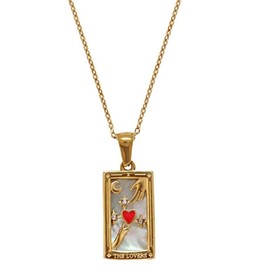 TAMHOPE Tarot Cards Lovers and Judgement Double Necklace Enamel Amulet Necklace,Medallion Tarot Necklace(Set of 2,Buy 1 Get 1)