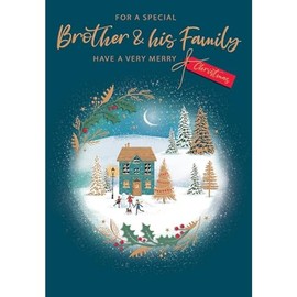 Piccadilly Greetings Classic Christmas Card, Couple Brother & Family, House - 9 x 6 inches