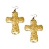 Hammered Metal Alloy Cross Earrings (Gold)