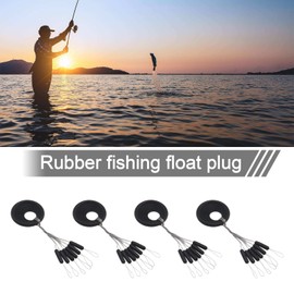 SING F LTD 100PCS Rubber Fishing Bobber Beads Stopper 6 in 1 Float Sinker Stops Black Cylinder Shape Line Stops Space Bean Fishing Gear S Size