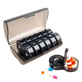 Weekly Pill Organizer 2 Time a Day，Pill Dispensers， Pill Box 7 Day with One-Side Large Opening Design for Easy Filling ，2 Times a Day AM/PM Pill Case, for Medication/Vitamins/Fish Oils/Supplements