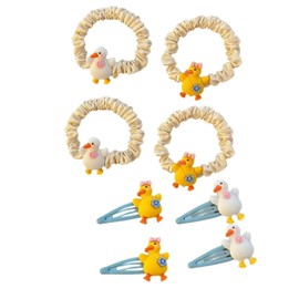 Pack of 8 Multicoloured Hair Bobbles and Hair Pins Elastic Yellow and Blue Hair Bobbles Rubber Band Cartoon Hair Clips for Hair Styling and Makeup Application
