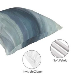 FJTP Seafoam Green Mint Navy Blue Abstract Ocean Art Painting Flax Cotton Hidden Zipper Throw Pillow Covers 20x20 in (Two Sides)