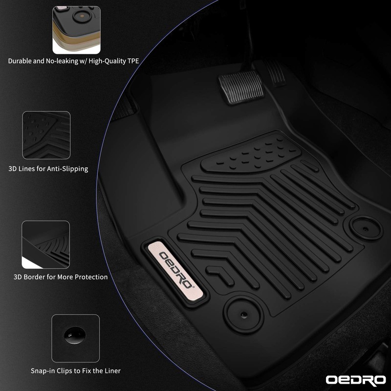 oEdRo Floor Mats Compatible with 2008-2019 Nissan Frontier Crew Cab,