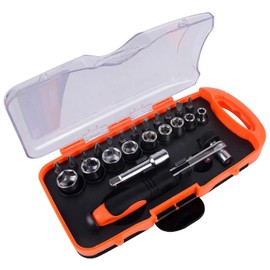 SHiND 23Pcs, Mini Low Profile 90 Degree Offset Ratchet Screwdriver Set, CR-V Chrome Vanadium Steel Rachet Handle, Extension Bar, Bits & Sockets. Multiple Replaceable, Changeable, Hardened & Durable.