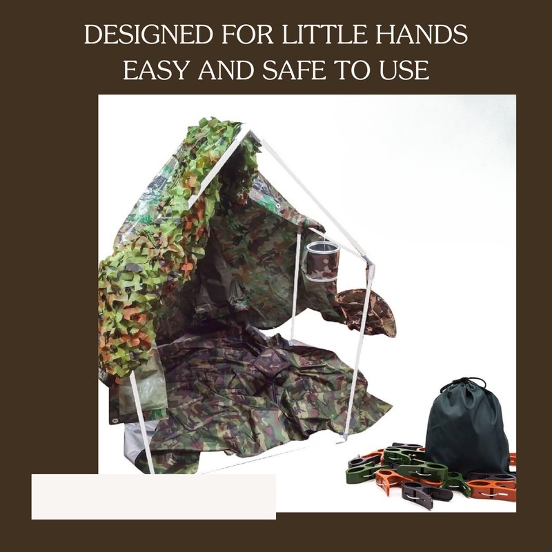 20 Large Camo Pegs Clips Clamps For Den Building, Laundry,