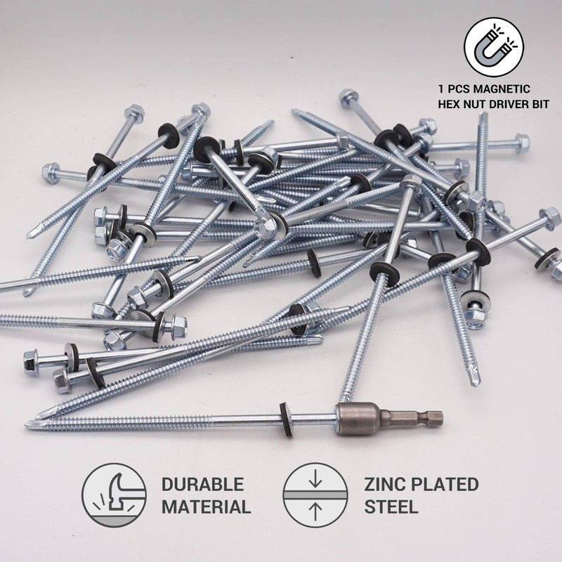 SKIR'CO Pack of 20 Galvanised Roofing Screws 6.3 x 140