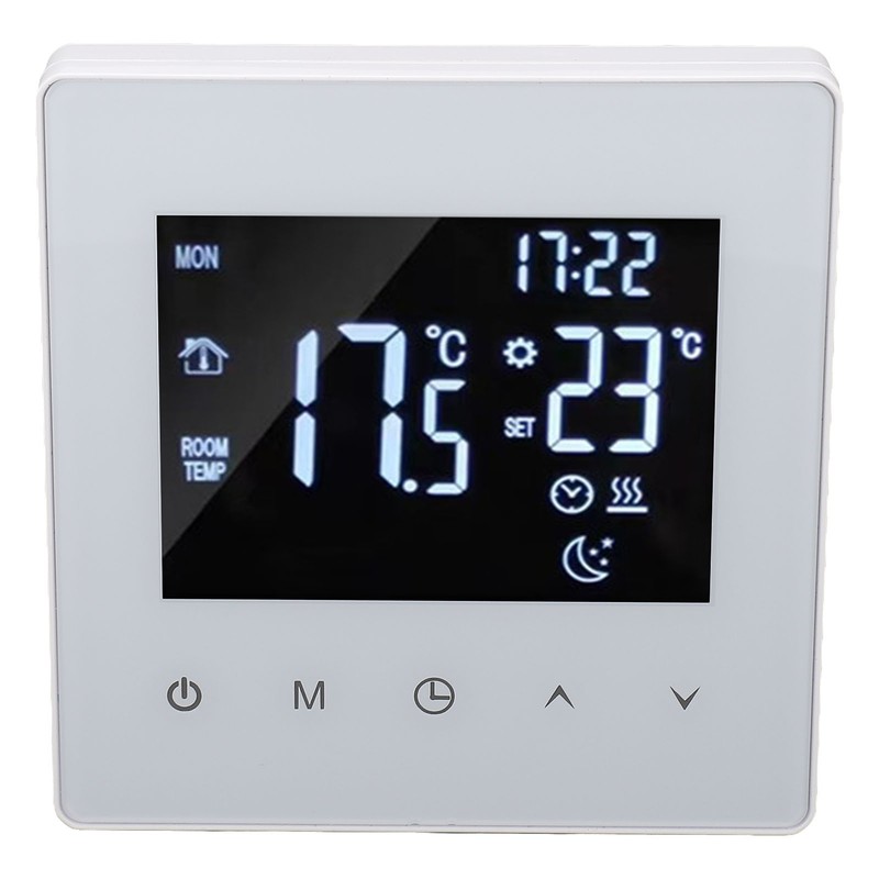 White Intelligent Thermostat Touch Screen 16A LCD Display Smart Temperature