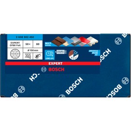 Bosch 50 x Expert O780 Film Sanding Disc, 150 mm (for Hardwood, Paint on Wood, Diameter 150 mm, Grit 80, Professional Accessories Random Orbital Sander)