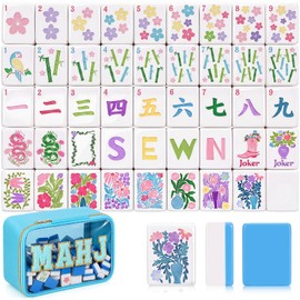 Simgoing 160 Blue American Mahjong Tile, 1.2" Travel Mahjong Set with Bag