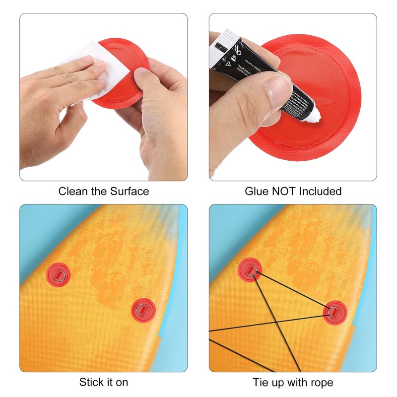 PATIKIL D-Ring Patch, 6 Pcs Stainless Steel D-Ring PVC Patch