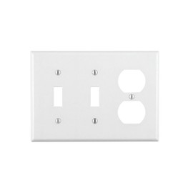 Leviton 3-Gang 2-Toggle 1-Duplex Device Combination Wallplate, Standard Size, Thermoset, Device Mount, 88021, White