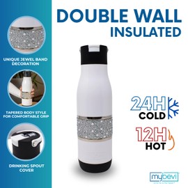 MyBevi Hollywood Insulated Tumbler – 20oz Stainless Steel Travel Cup with Leak-Resistant Lid | BPA-Free, Reusable, Fits Cup Holders, Hot & Cold for Gym, Work, or Commute – Sport White