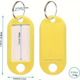 20 Pcs Key Tags with Labels, 10 Colors Key Fobs with Split Rings for Keys, Key Rings with Tags for Luggage, Pet Name and Office Key Labels, Writable Paper Card Stick Tags Brand