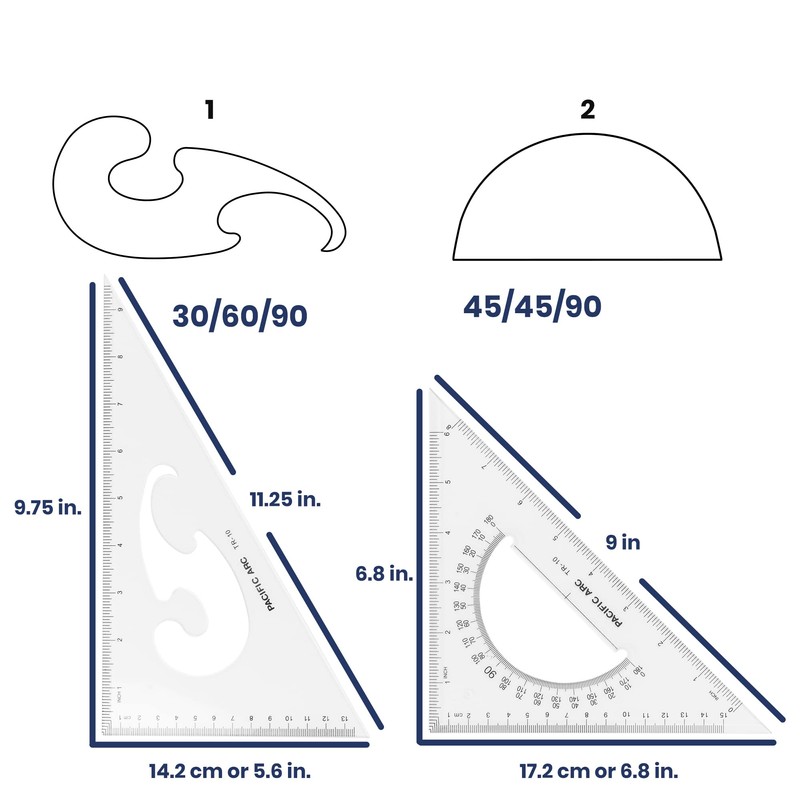 2 Pack Triangle Set 8 Inch 30/60 & 45/90 …
