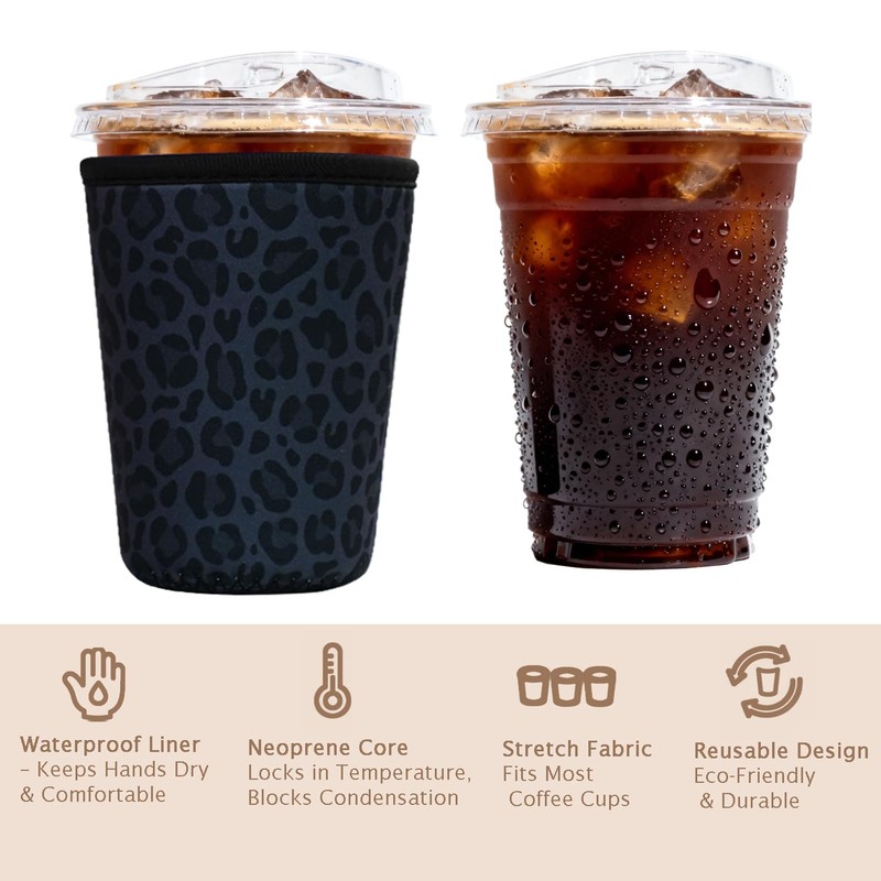 Reusable Insulated Sleeve for Iced Coffee Cup, Coffee Neoprene Sleeve