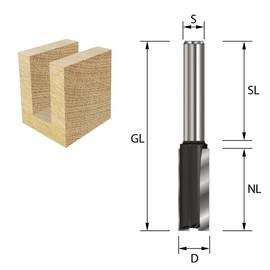 ENT HW (HM) Groove Cutter, Diameter (A) 5 - 25 mm, (B) 12 - 50 mm, (D) 32 mm, (GL) 50 - 82 mm, Shaft (C) 8 mm, 10386
