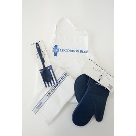 Le Cordon Bleu Kitchen Gift Set - Silicone Spoon, Glove & Heat-Insulating Mat, White Tea Towel & Gourmet Apron - Perfect for Home Chefs