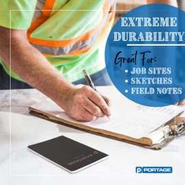 Portage Small Dot Grid Notebook- Notepad for Field Notes, Black Dot Grid Small Sketch Book, Pocket Notebook Journal for Taking Notes in the Field – 3.5 x 5.5 Inches, 64 Pages, (Pack of 6)