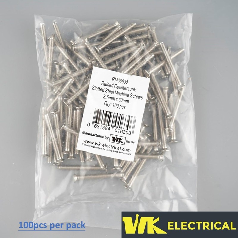Machine Screws 100pcs for UK Wall Sockets - Raised Countersunk