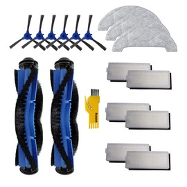 aotengou Replacement Accessory Kit for Ultenic D5s D5s Pro D5s Pro+ D5 Robot Vacuum Cleaner 17 Packs 2 Main Brushes & 6 Filters & 6 Side Brushes & 3 Wipes