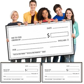 Yeaqee 2 Pcs Giant Check 60 x 30 Inches Dry Erase Big Check for Presentation with Marker Oversized Fake Checks Giant Blank Checks Large Checks for Donation Prize Award Fundraiser Charity
