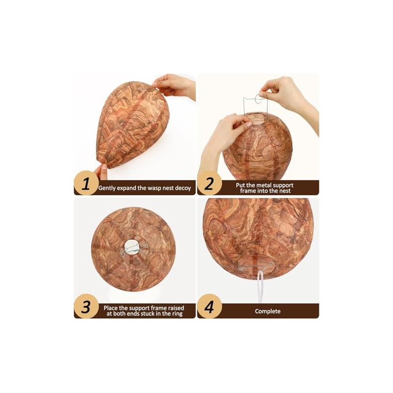 DECYOOL 6 Pack Paper Wasp Nest Decoy Hanging Wasp Nest