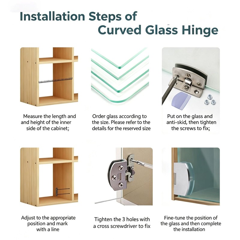 5-10mm No-Drill Glass Door Hinges,Zinc 90 Degree Heavy Duty Alloy