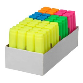 SQ Square Highlighter Assorted Bulk Pack of 48 | Includes, Yellow, Green, Blue, Pink and Orange Fluorescent Highlight Marker Pens