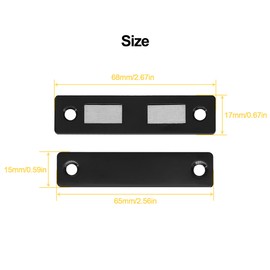 Redunest Cabinet Magnetic Catch, 6 Pack Black Long Ultra Thin Magnetic Cabinet Door Catches, Adhesive Cabinet Magnets for Kitchen Drawer Cabinet Door Closet, Concealed Strong Magnetic Cabinet Latches