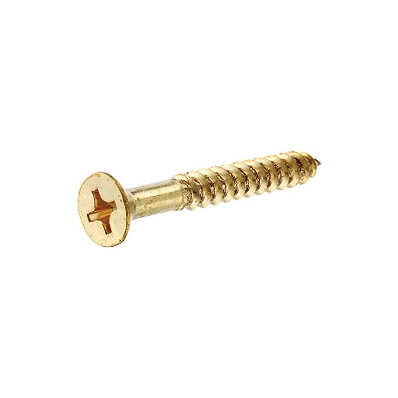 Hillman 2732 10 X 1-1/2-Inch Brass Flat Phillips Wood Screw,