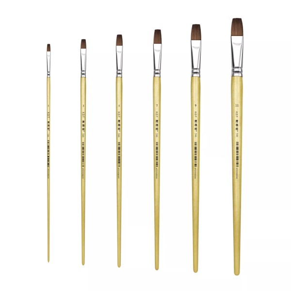 XDT#166-A Bright Art Brush 6Pc #1#3#5#7#9#11 Red Sable Acrylic Oil