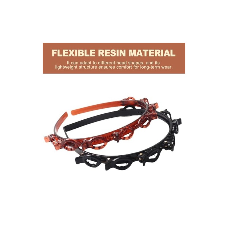 2 Pack Double Layer Headband with Mini Clips for Women