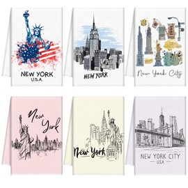 Baderke 6 Pcs New York Kitchen Towels New York Souvenirs Gifts Flour Sack Dish Towels Home Apartment Essentials NYC Towels Funny Kitchen Towels Housewarming Gift