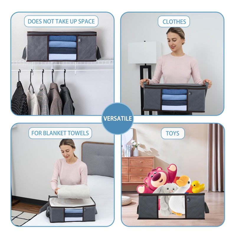 VENO 3 Pack Medium Clothes Storage Bag Organizer with Reinforced