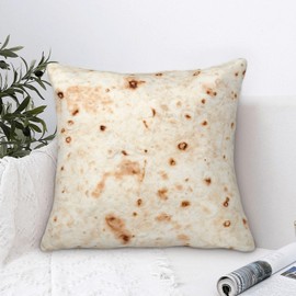 3D Funny Realistic Food Burritos Tortilla Decorative Throw Pillow Covers Soft Velvet Throw Pillowcases Home Decor Living Room Cushion Case for Bed Couch Car 18"X18" Creative Gift