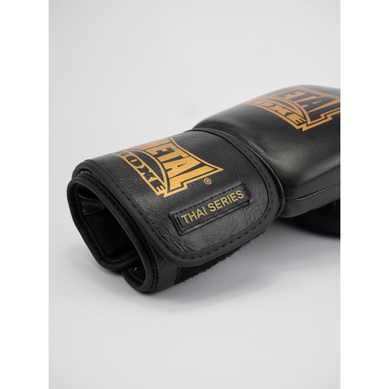 METAL BOXE Thai Leather Boxing Gloves Series Black/Gold 10 oz