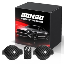 Bonbo for Mustang Auto Gear Shift Knob Cover Trim Interior Trim Accessories Compatible with Ford Mustang 2015-2024, (Carbon Fiber)