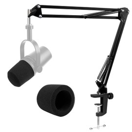 WIBOND Boom Arm Compatible with Shure MV7 Heavy Duty - Mic Stand with Pop Filter & Wind Screen and 5/8" to 3/8" Adapter Anti-Sag Design, Compatible with SM7B, Yeti, QuadCast, Rode, FIFINE K688/AM8
